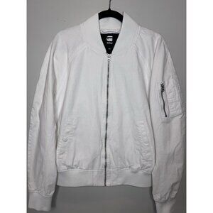 G-Star Raw Attacc US Bomber Jacket Full Zip White Men Medium EUC